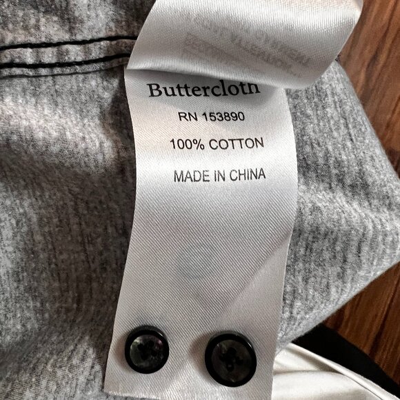 Buttercloth Men's Short Sleeve Shirt Navy Micro Dot Stretch L Tall FLAW - Picture 7 of 7